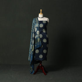 Modal silk hand block bagru print 2pc unstitched dress