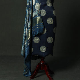 Modal silk hand block bagru print 2pc unstitched dress