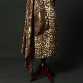 Modal silk hand block bagru print 2pc unstitched dress