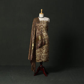 Modal silk hand block bagru print 2pc unstitched dress