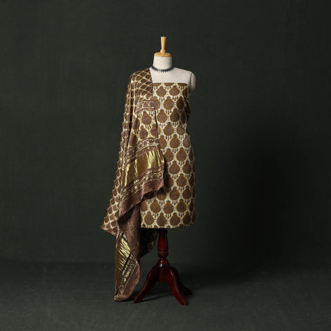 Modal silk hand block bagru print 2pc unstitched dress