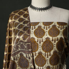 Modal silk hand block bagru print 2pc unstitched dress