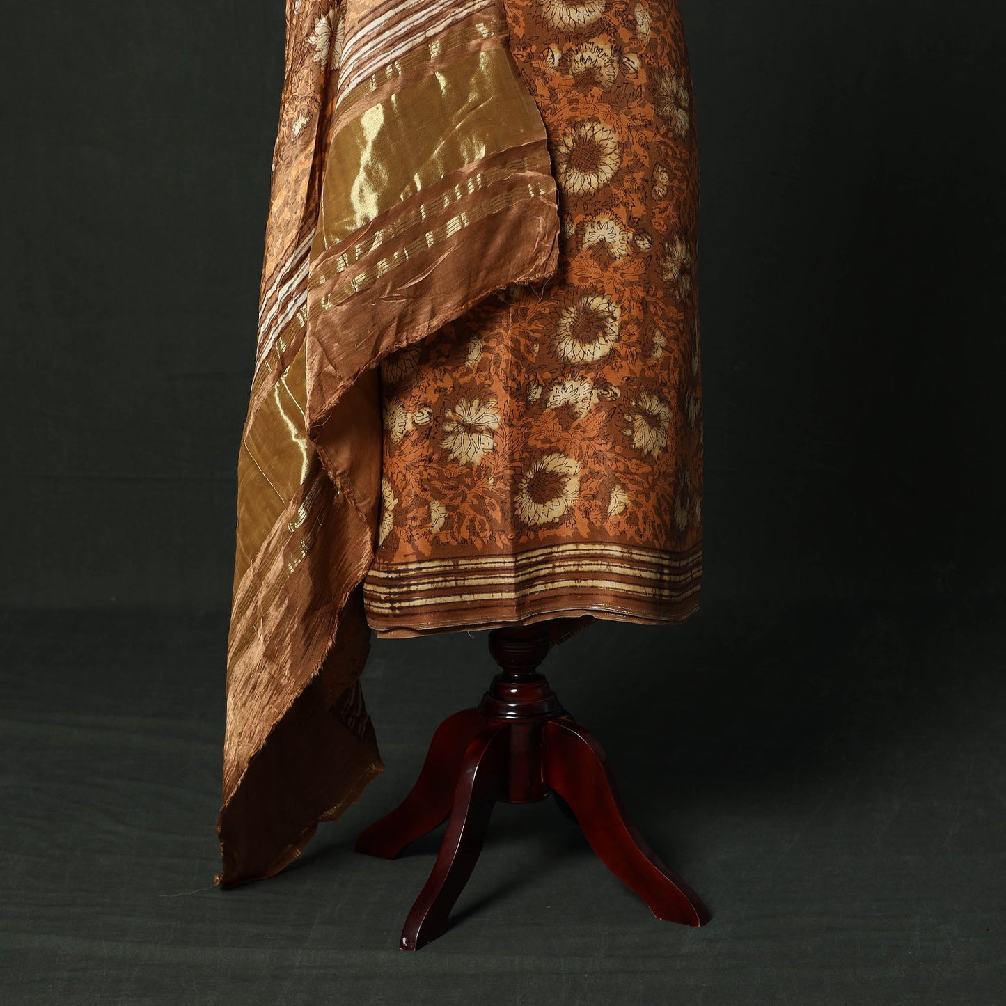 Modal silk hand block bagru print 2pc unstitched dress