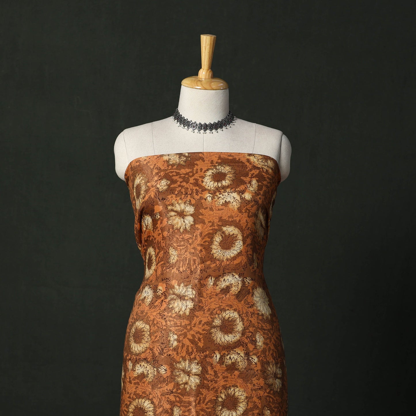 Modal silk hand block bagru print 2pc unstitched dress