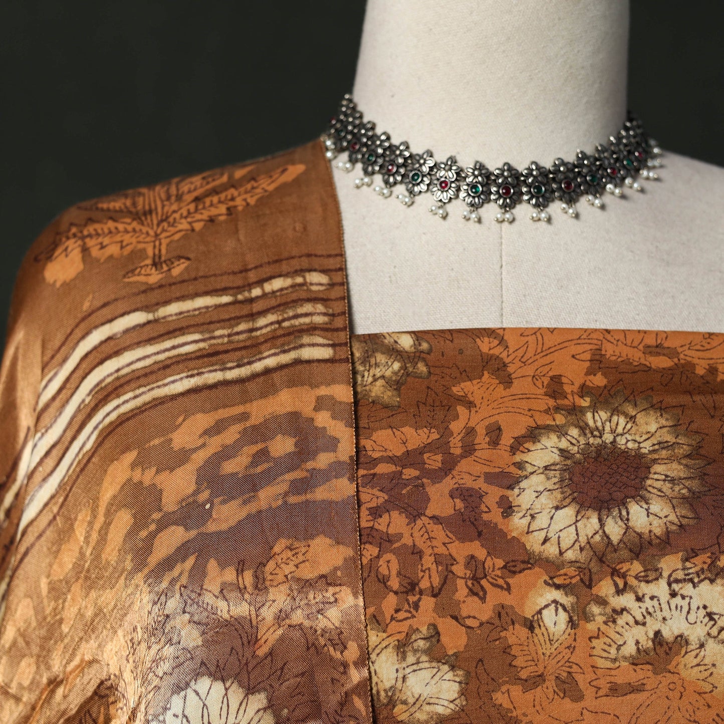 Modal silk hand block bagru print 2pc unstitched dress