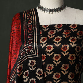 Modal silk hand block bagru print 2pc unstitched dress