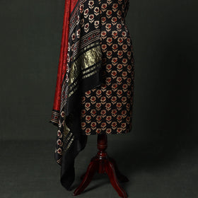 Modal silk hand block bagru print 2pc unstitched dress