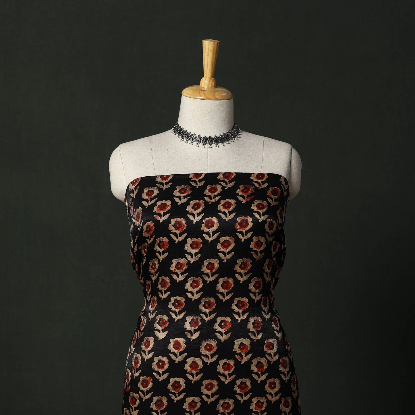 Modal silk hand block bagru print 2pc unstitched dress