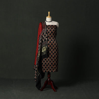 Modal silk hand block bagru print 2pc unstitched dress