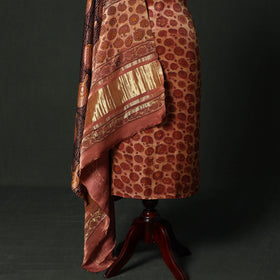 Modal silk hand block bagru print 2pc unstitched dress