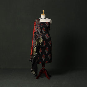 Modal silk hand block bagru print 2pc unstitched dress