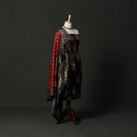 Modal silk hand block bagru print 2pc unstitched dress