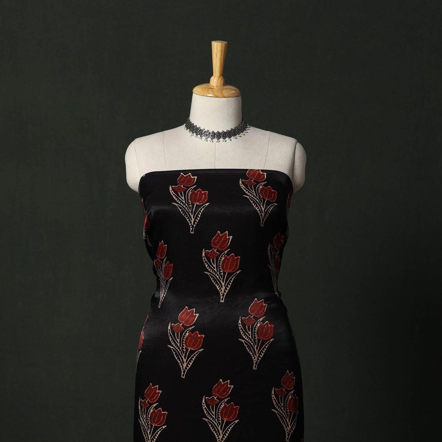 Modal silk hand block bagru print 2pc unstitched dress