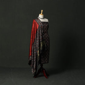 Modal silk hand block bagru print 2pc unstitched dress