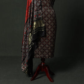 Modal silk hand block bagru print 2pc unstitched dress