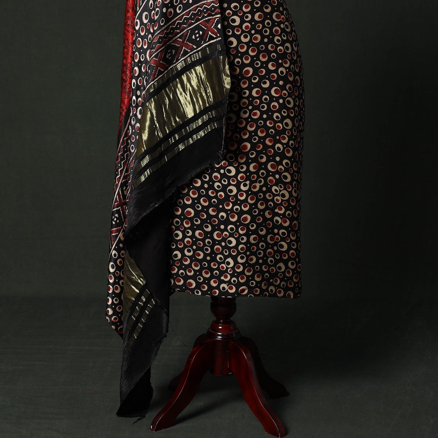 Modal silk hand block bagru print 2pc unstitched dress