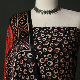 Modal silk hand block bagru print 2pc unstitched dress