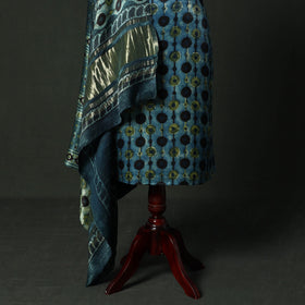 Modal silk hand block bagru print 2pc unstitched dress