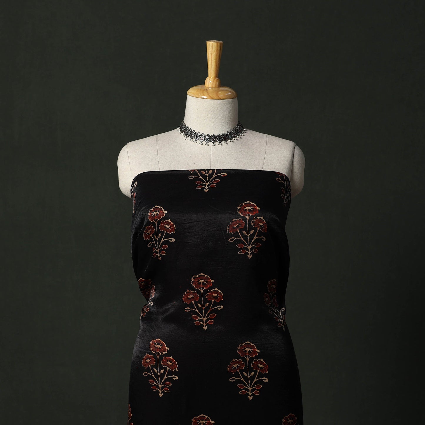 Modal silk hand block bagru print 2pc unstitched dress