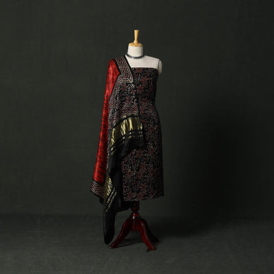 Modal silk hand block bagru print 2pc unstitched dress