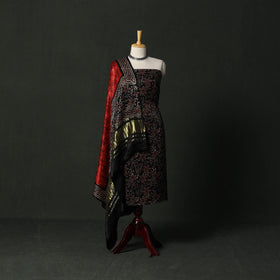 Modal silk hand block bagru print 2pc unstitched dress