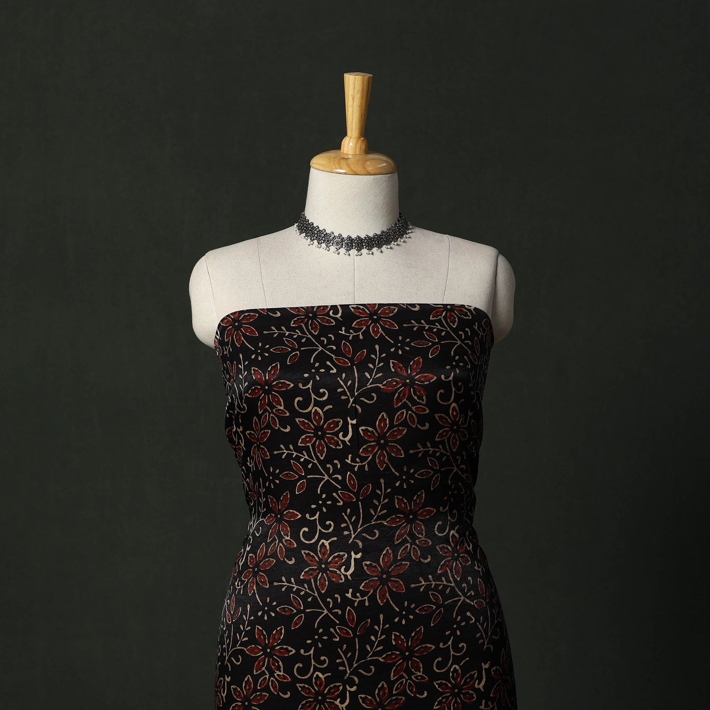 Modal silk hand block bagru print 2pc unstitched dress