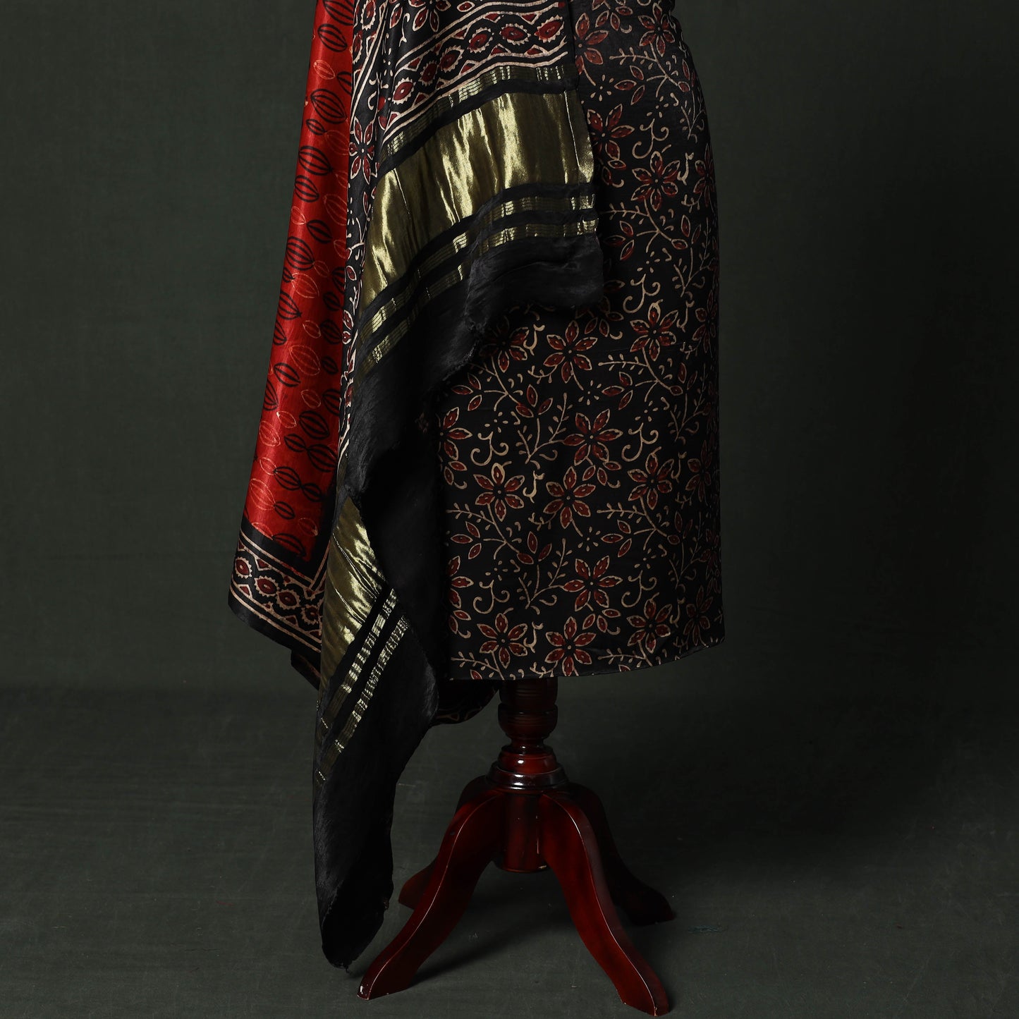 Modal silk hand block bagru print 2pc unstitched dress