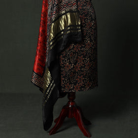 Modal silk hand block bagru print 2pc unstitched dress