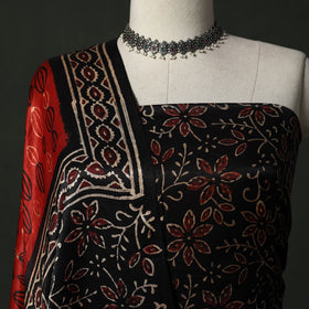 Modal silk hand block bagru print 2pc unstitched dress