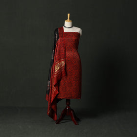 Modal silk hand block bagru print 2pc unstitched dress