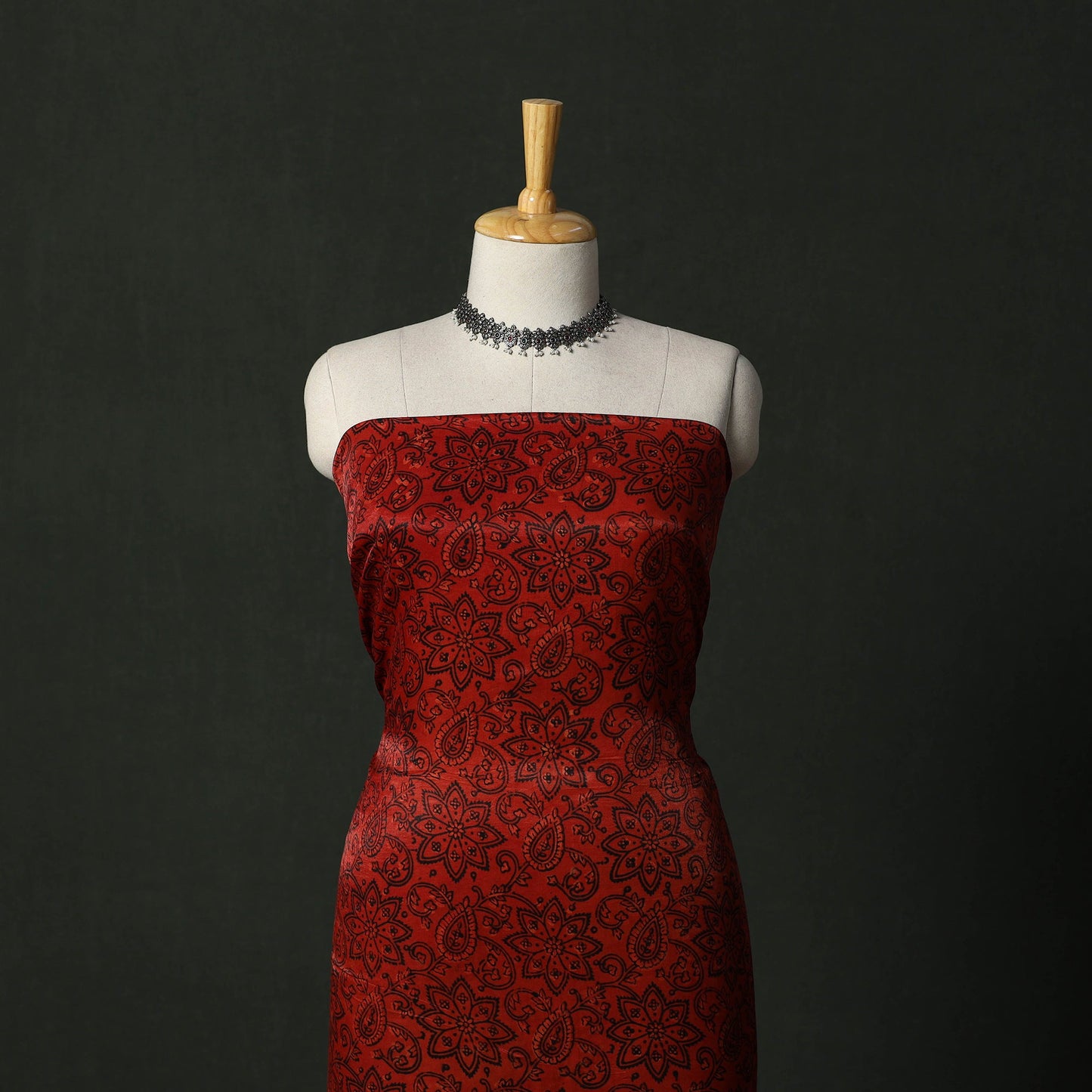 Modal silk hand block bagru print 2pc unstitched dress