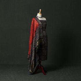 Modal silk hand block bagru print 2pc unstitched dress