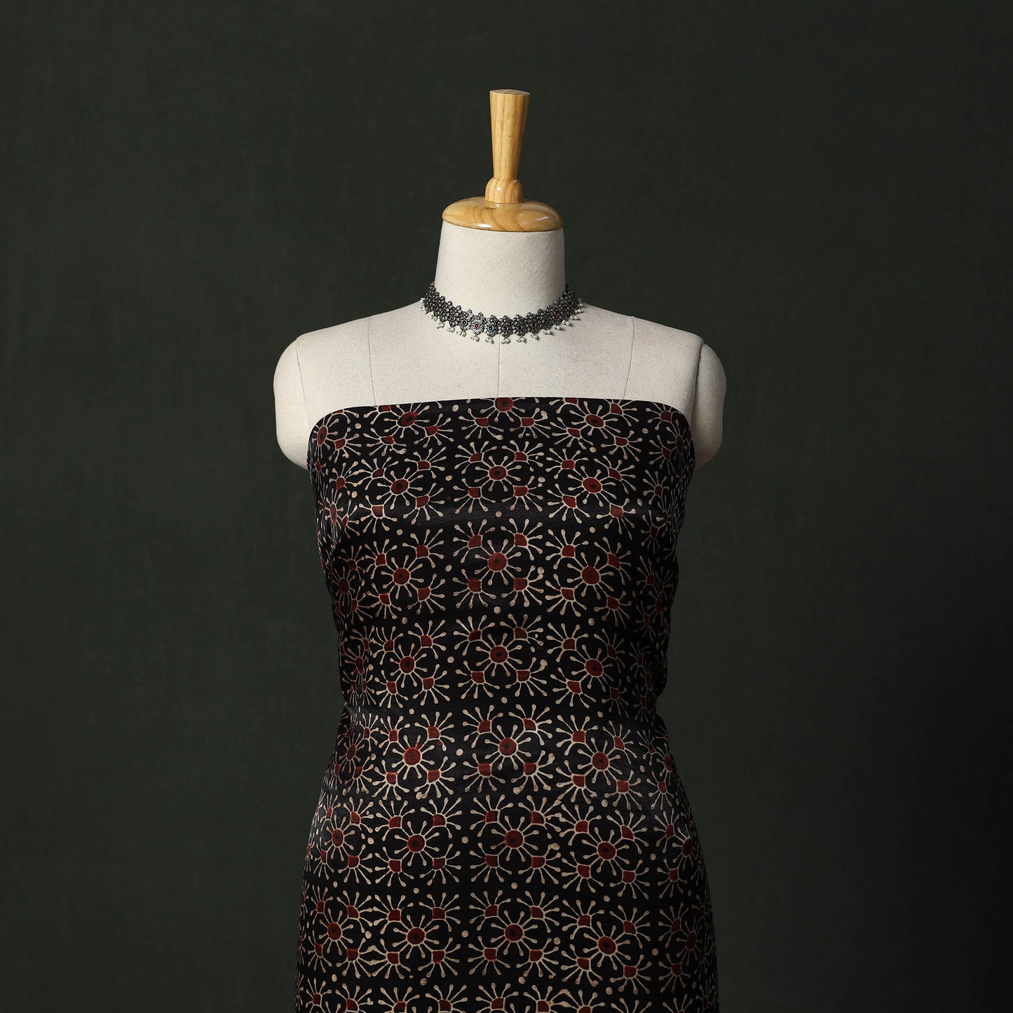 Modal silk hand block bagru print 2pc unstitched dress