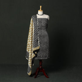 Modal silk hand block bagru print 3pc unstitched dress