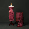 Modal silk hand block bagru print 3pc unstitched dress