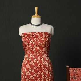 Modal silk hand block bagru print 3pc unstitched dress