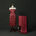 Modal silk hand block bagru print 3pc unstitched dress