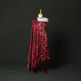 Modal silk hand block bagru print 3pc unstitched dress