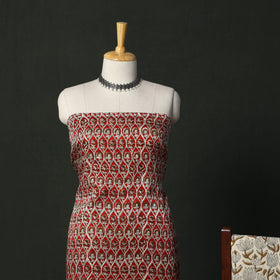 Modal silk hand block bagru print 3pc unstitched dress