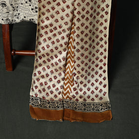 Modal silk hand block bagru print 3pc unstitched dress