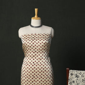 Modal silk hand block bagru print 3pc unstitched dress
