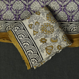 Modal silk hand block bagru print 3pc unstitched dress