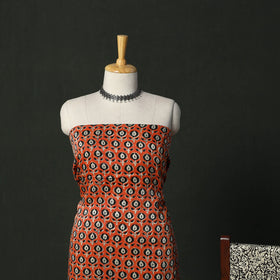 Modal silk hand block bagru print 3pc unstitched dress