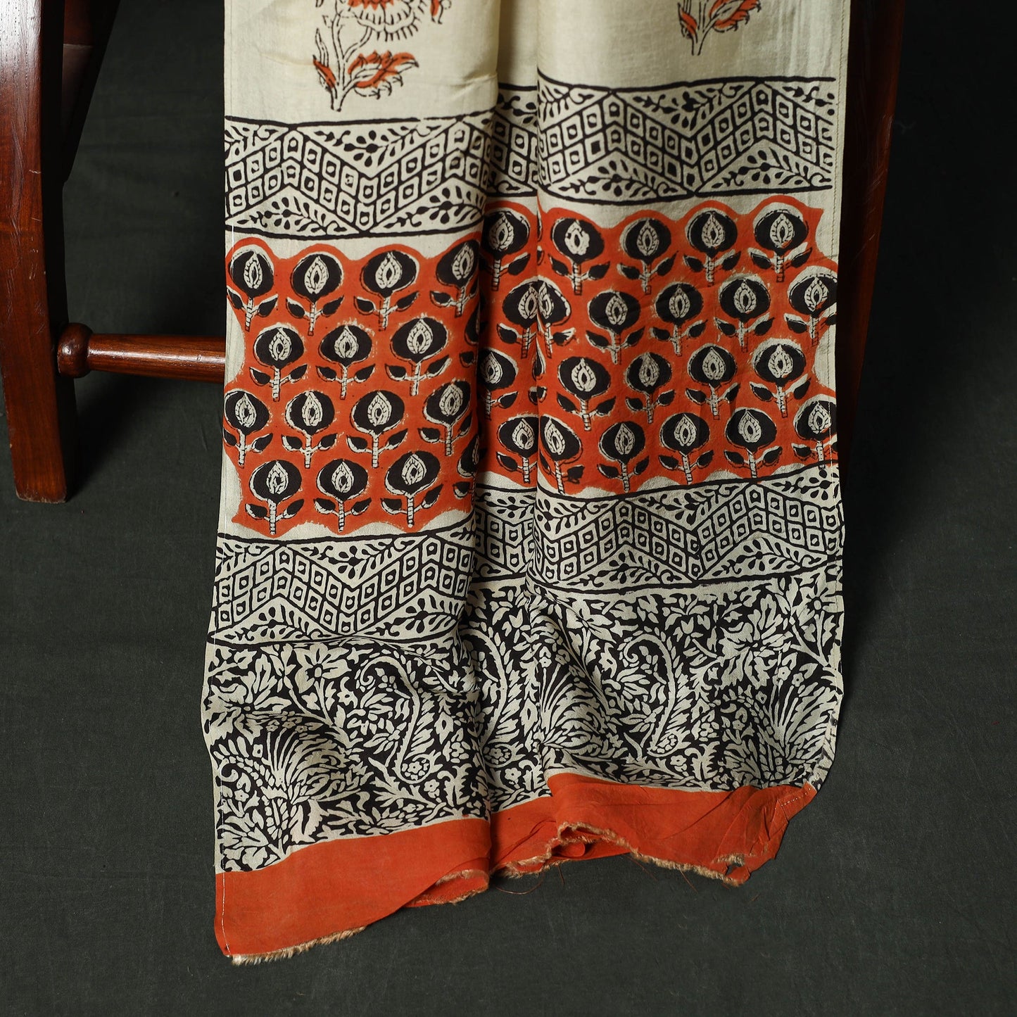 Modal silk hand block bagru print 3pc unstitched dress