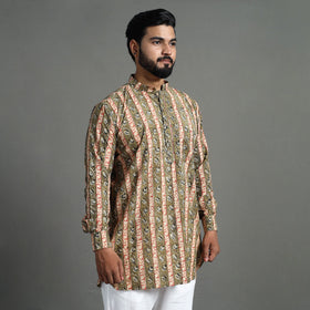  Kalamkari Block Printed Cotton Men Short Kurta 