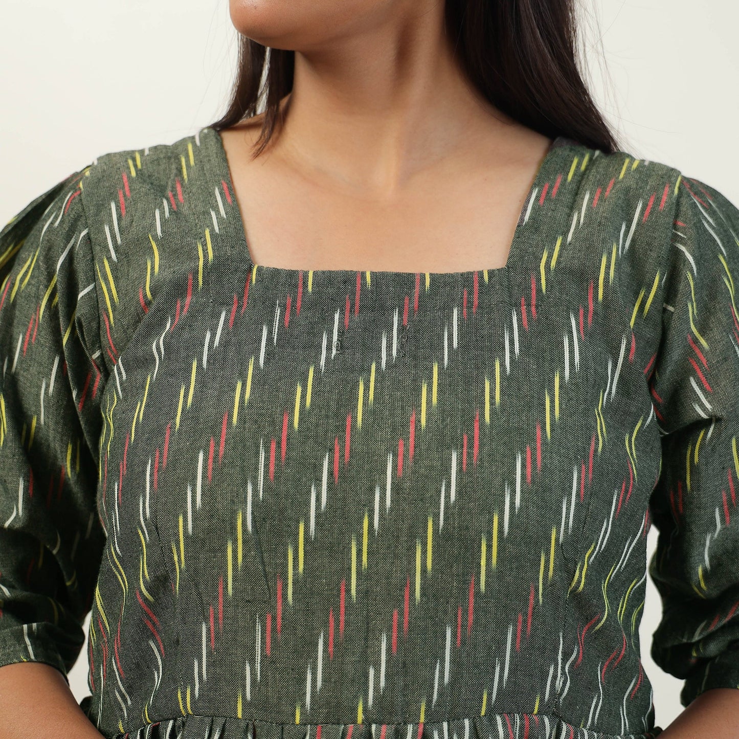  Pochampally Ikat Weave Cotton Dress 10 Online l iTokri.com