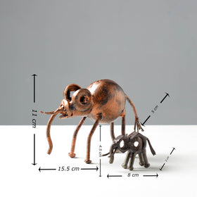  Elephant Mother & Child - Handmade Recycled Metal Sculpture by Debabrata Ruidas 