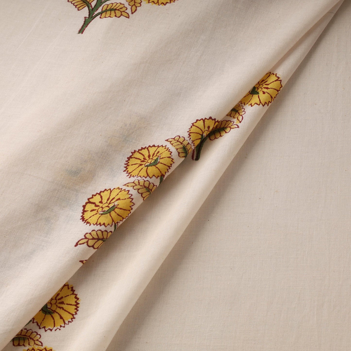Mughal butta hand cotton sanganeri fabric 02 - handcrafted
