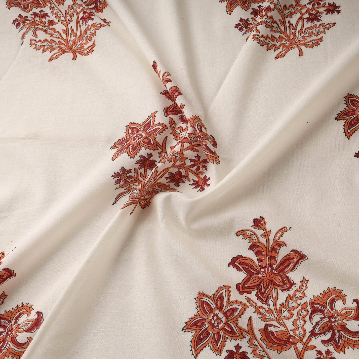 Mughal butta hand cotton sanganeri fabric 04 - handcrafted
