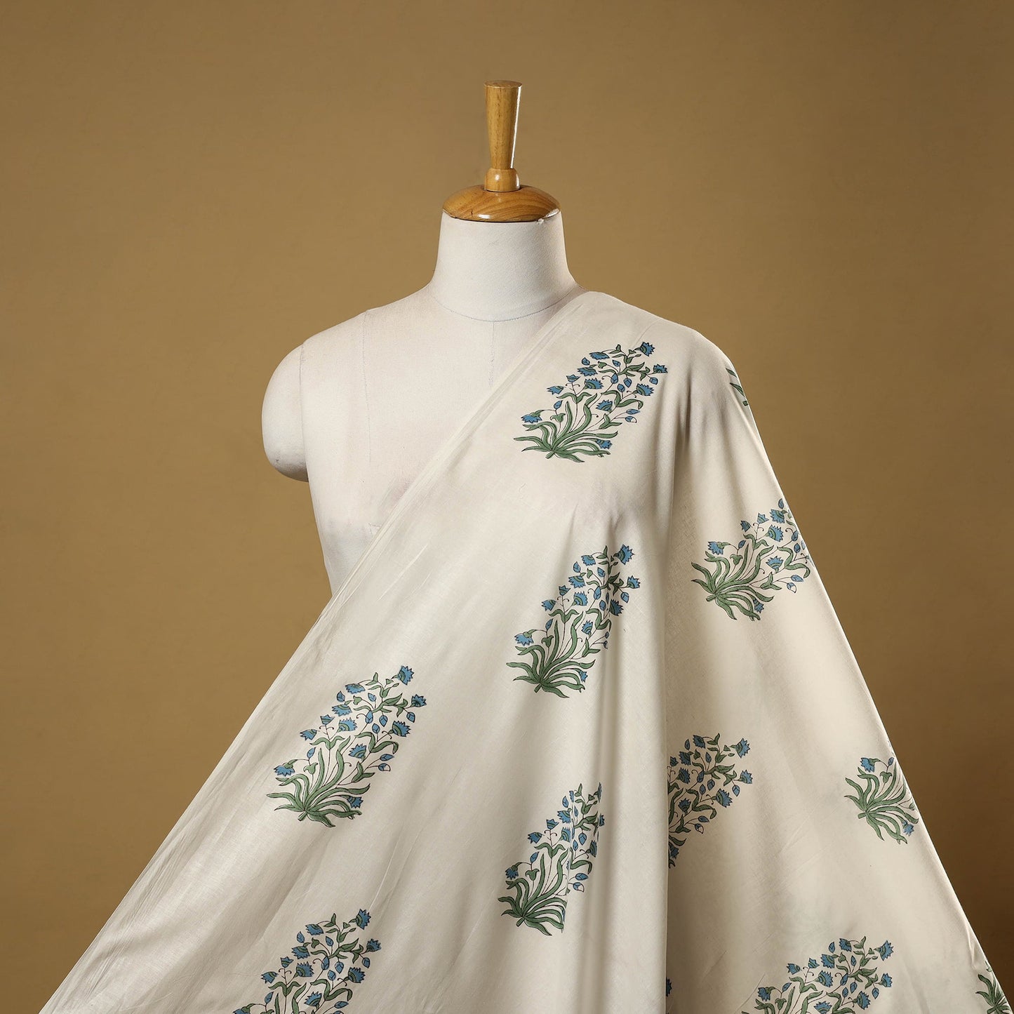 Mughal butta hand cotton sanganeri fabric 07 - handcrafted